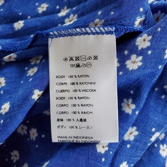 Faithfull The Brand Jean Marie Betina Floral Print Cobalt Blue Midi Dress NWT - Picture 16 of 17